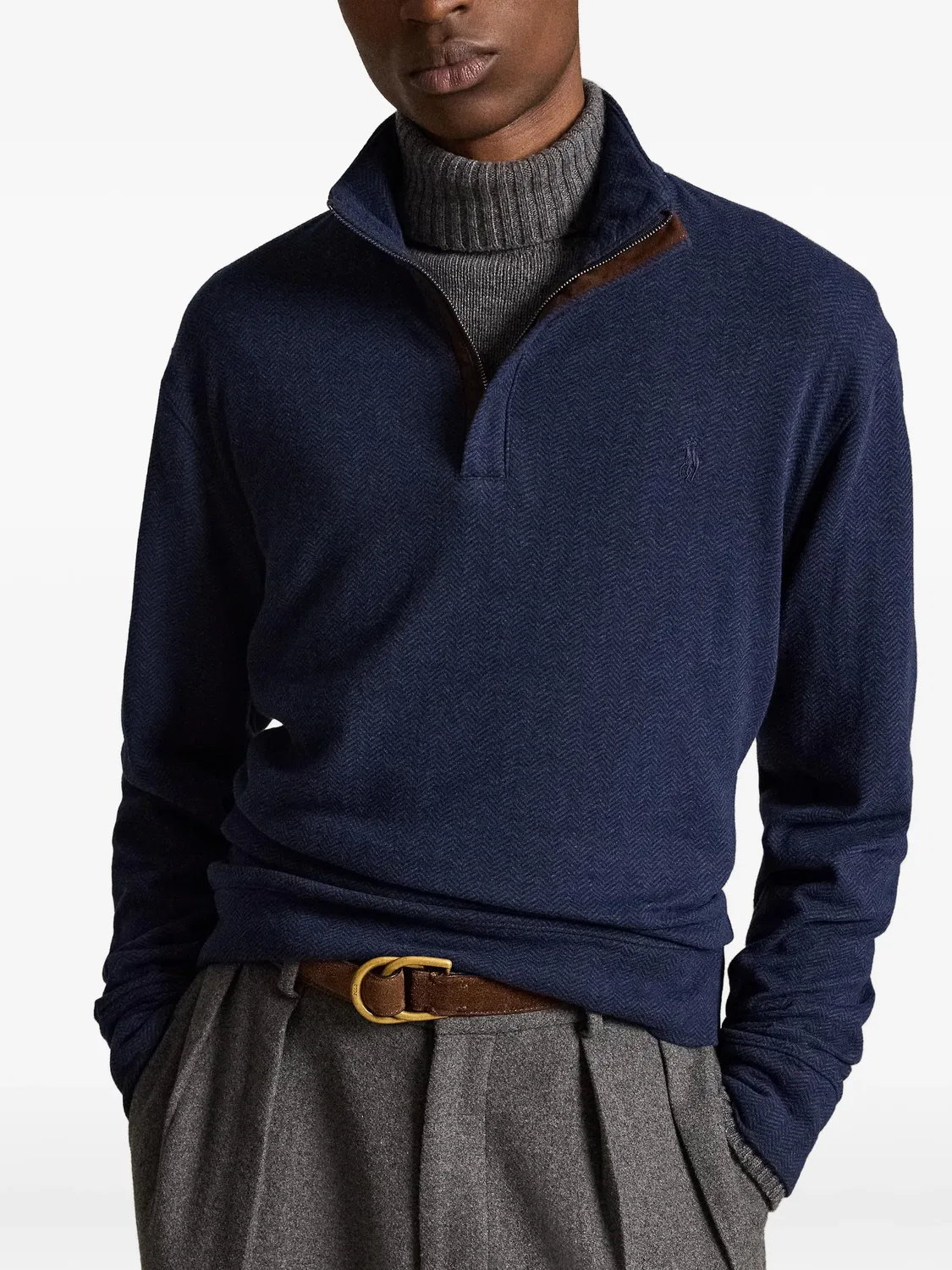 Polo Ralph Lauren Свитер с узором елочка, синий — фото 4