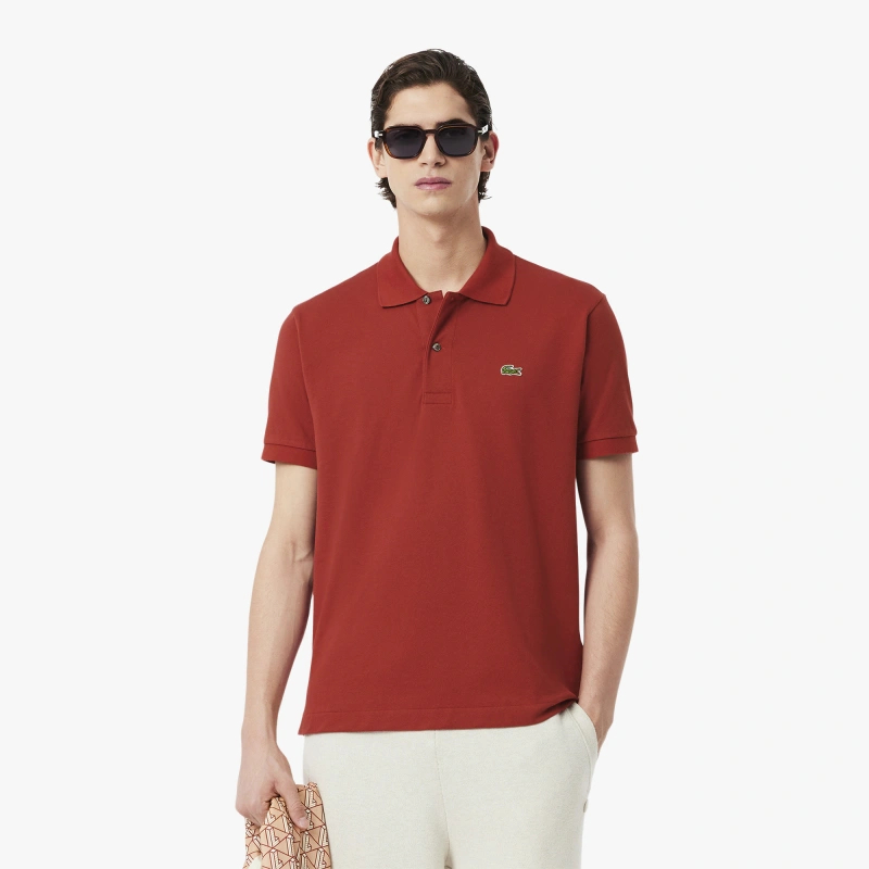 Поло Lacoste Logo-Patched Short-Sleeve, темно-красный — фото 4