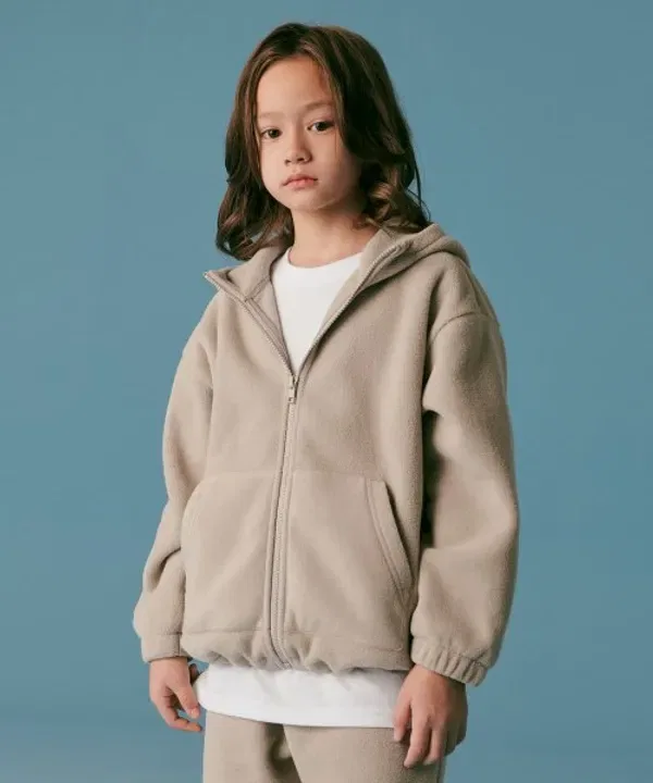 Флисовая кофта с капюшоном оверсайз Musinsa Standard Kids, пыльно-бежевый