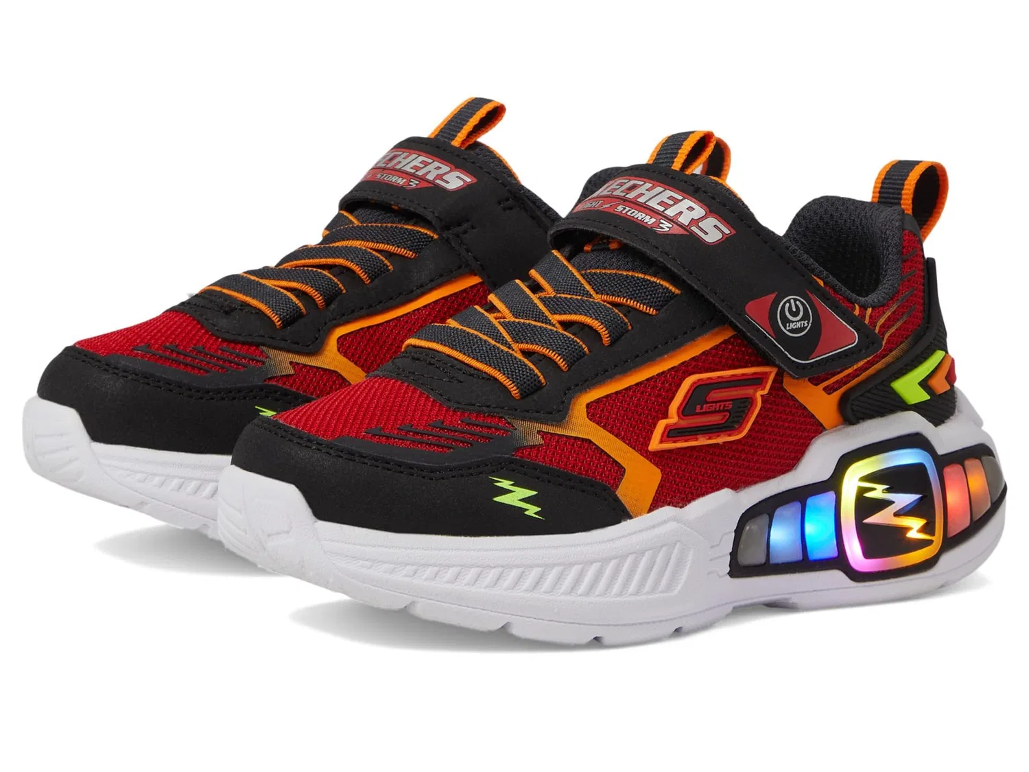 Детские кроссовки для мальчиков с подсветкой Light Storm 3 Skechers, Black Red — фото 2
