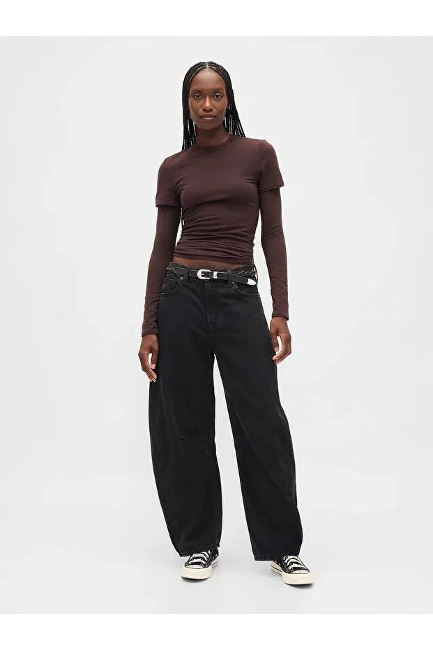 Женские джинсы с завышенной таей Gap, Black-000