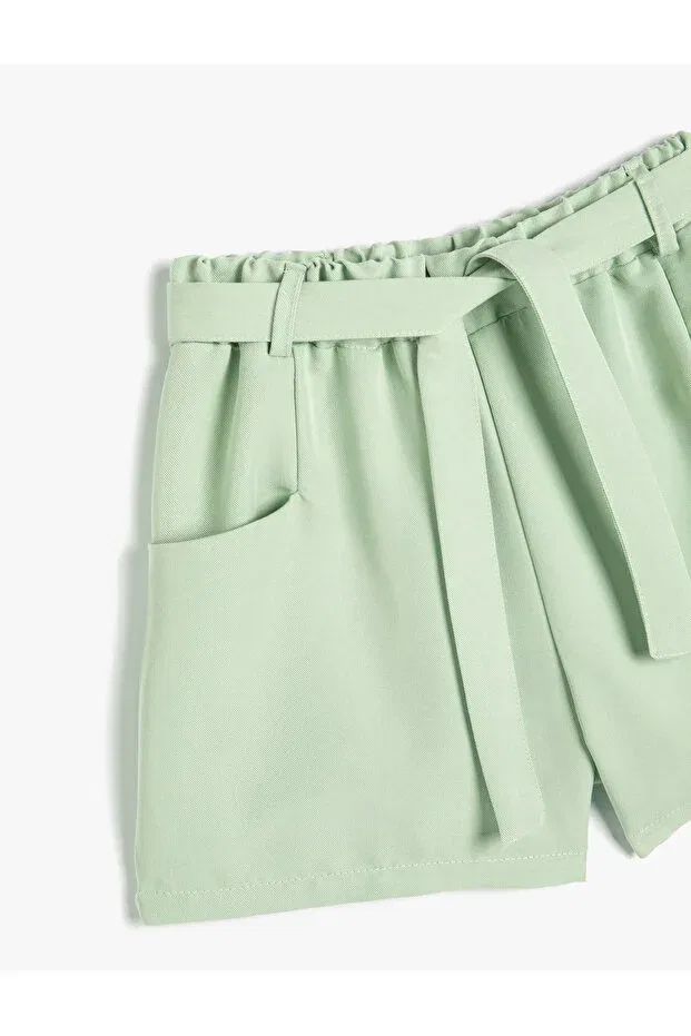 Детские шорты для девочек с эластичным поясом Basics Koton, Green — фото 3