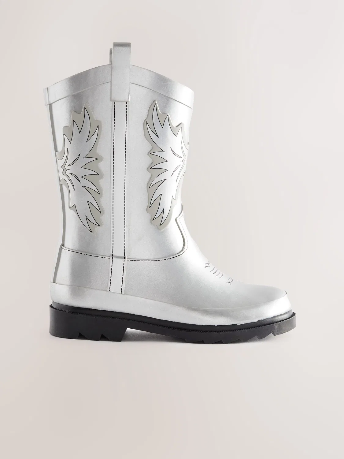 Резиновые сапоги, вестерн, Silver Metallic Western Wellies Next, серебристый металлик — фото 2