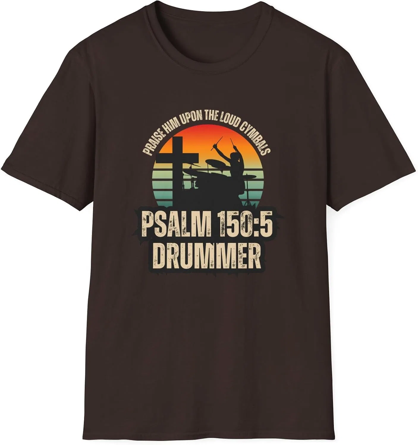 Мужская футболка с принтом Psalm 150:5 Gildan 64000, Dark Chocolate