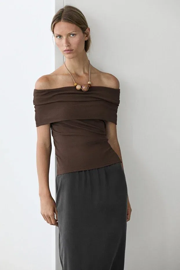 Женская блуза без рукавов Massimo Dutti, Brown — фото 2