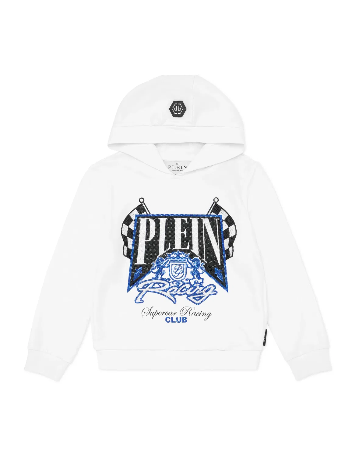 Детское худи с капюшоном с принтом Racing Club PHILIPP PLEIN, White