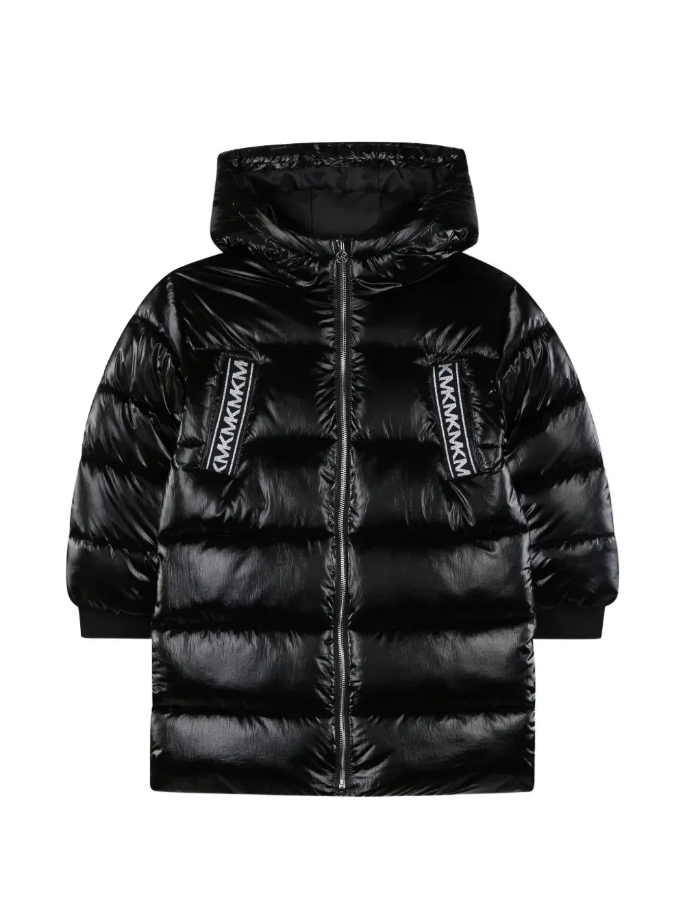Пуховик с капюшоном Michael Kors Kids, черный