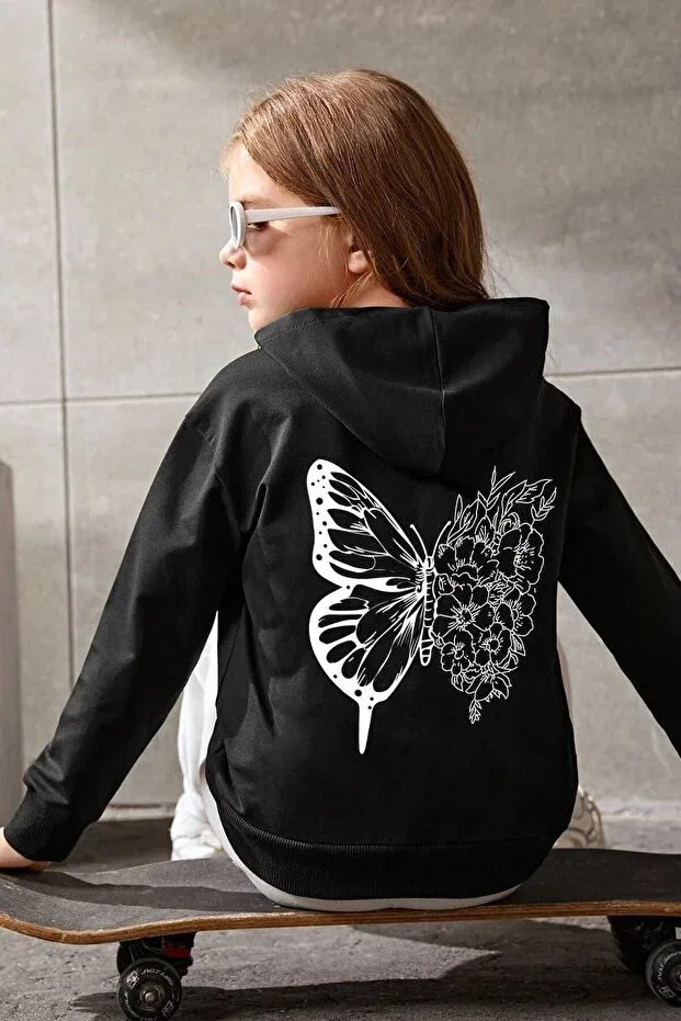 Детское худи для девочек оверсайз с принтом Children'S Friendly Bears Printed Trendypassion, Black