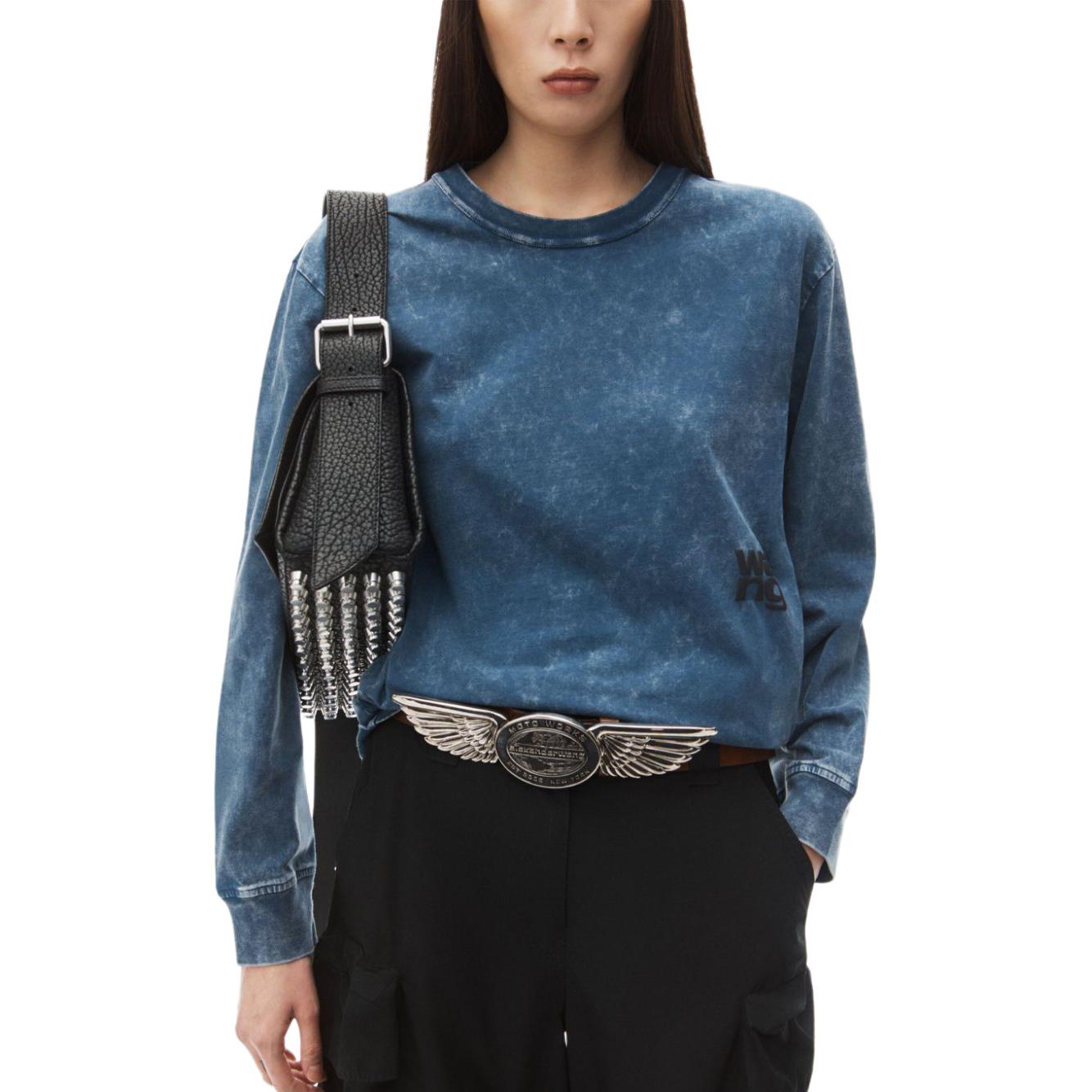 Alexander Wang T By Essential Jsy лонгслив с объемным логотипом и контрастной окантовкой футболка acid black ice — фото 4
