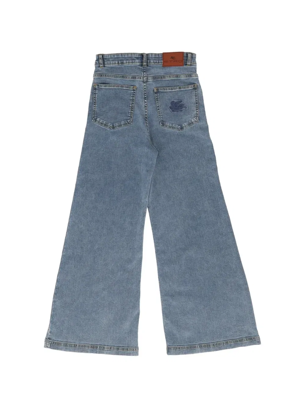 Джинсы широкого кроя с вышивкой Pegaso Etro Kids, синий — фото 2