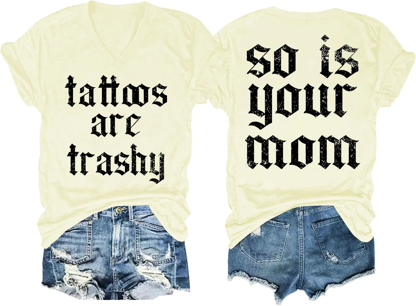Футболка с принтом Tattoos are Trashy Regular Fit, Creamy Yellow