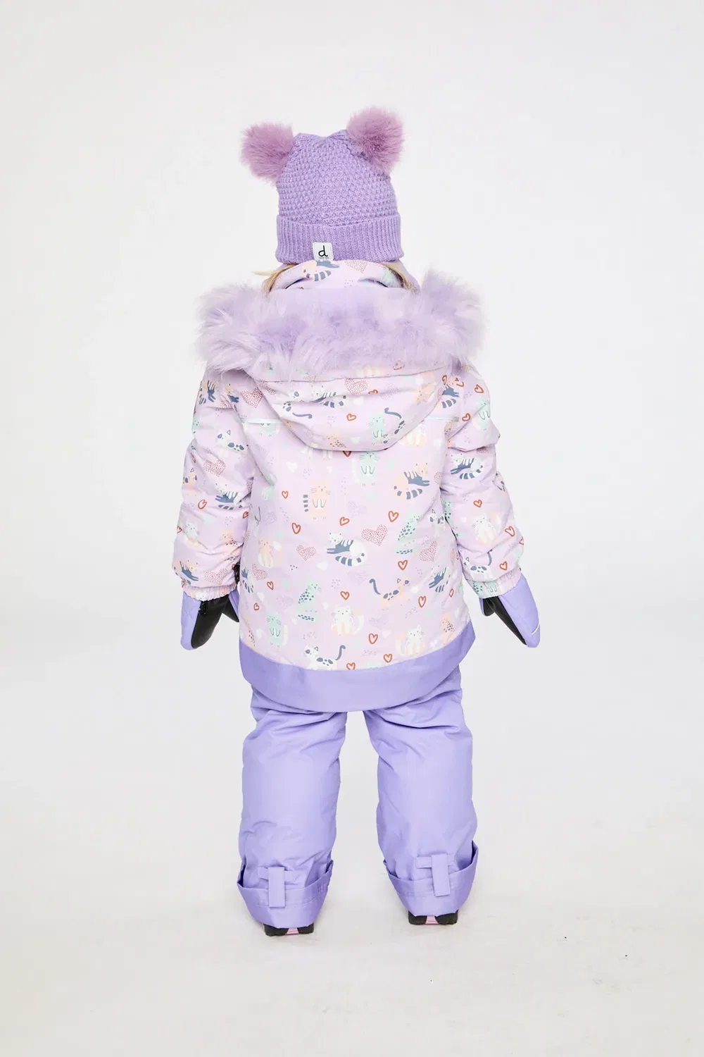 Детский зимний комбинезон из двух предметов с утеплителем Deux par Deux, Purple Printed Cats — фото 4