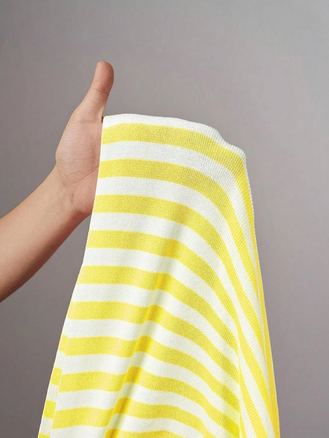 Женское платье мини в полоску с воротником, Yellow — фото 4