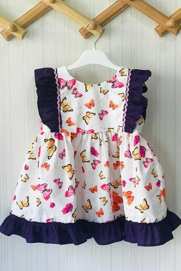Детское платье для девочек с принтом Butterfly patterned Bertuğ Bebek, Multicolor — фото 4