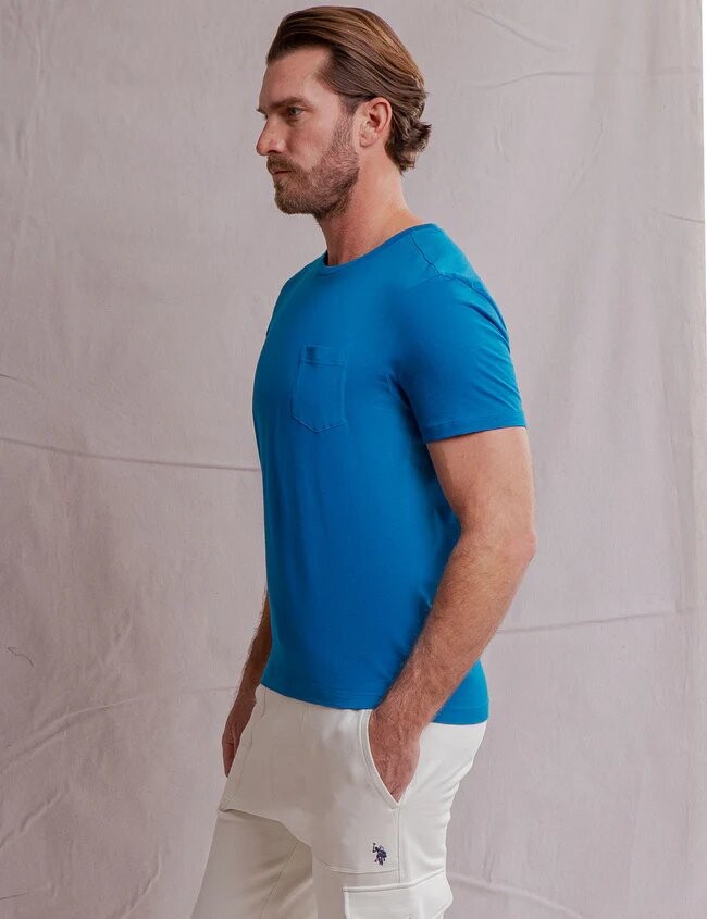 Футболка с карманом U.S. Polo Assn. Supima Cotton, бирюзовый — фото 2