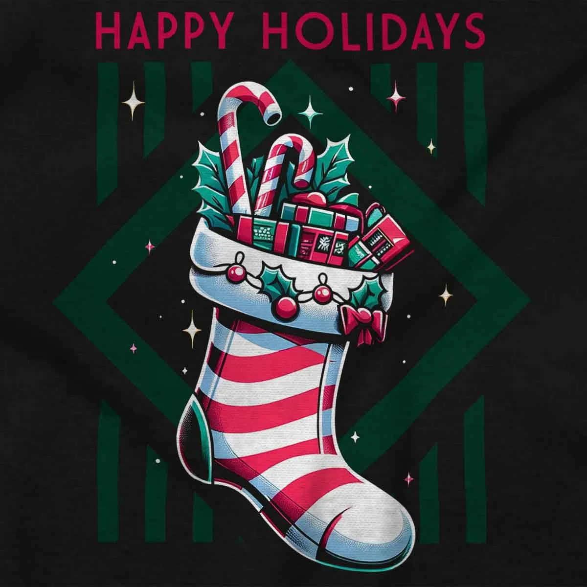 Детский боди-комбинезон с принтом Happy Holidays Stocking Brisco Brands, Black — фото 2
