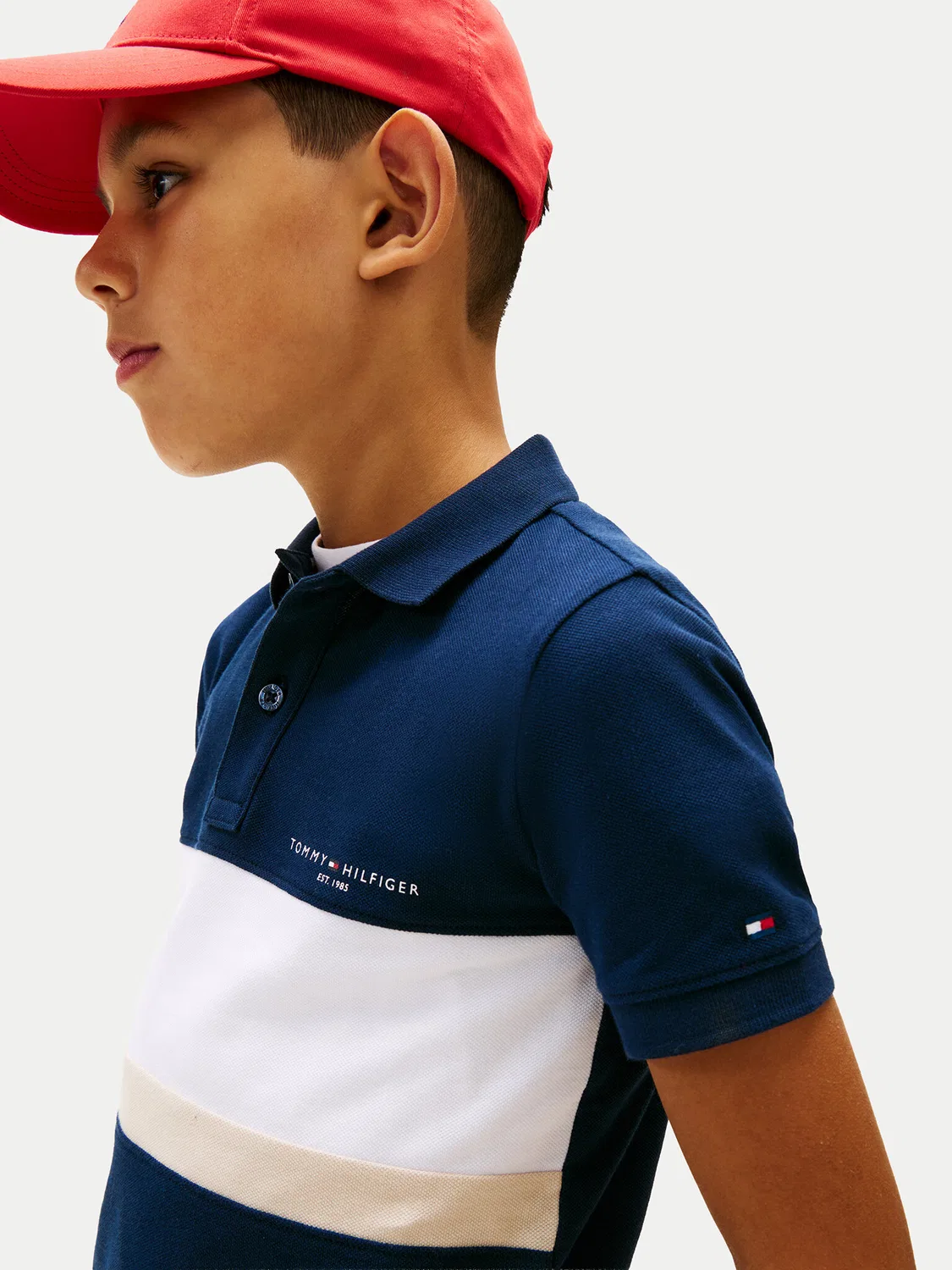 Поло стандартного кроя для мальчика Tommy Hilfiger, темно-синий — фото 4