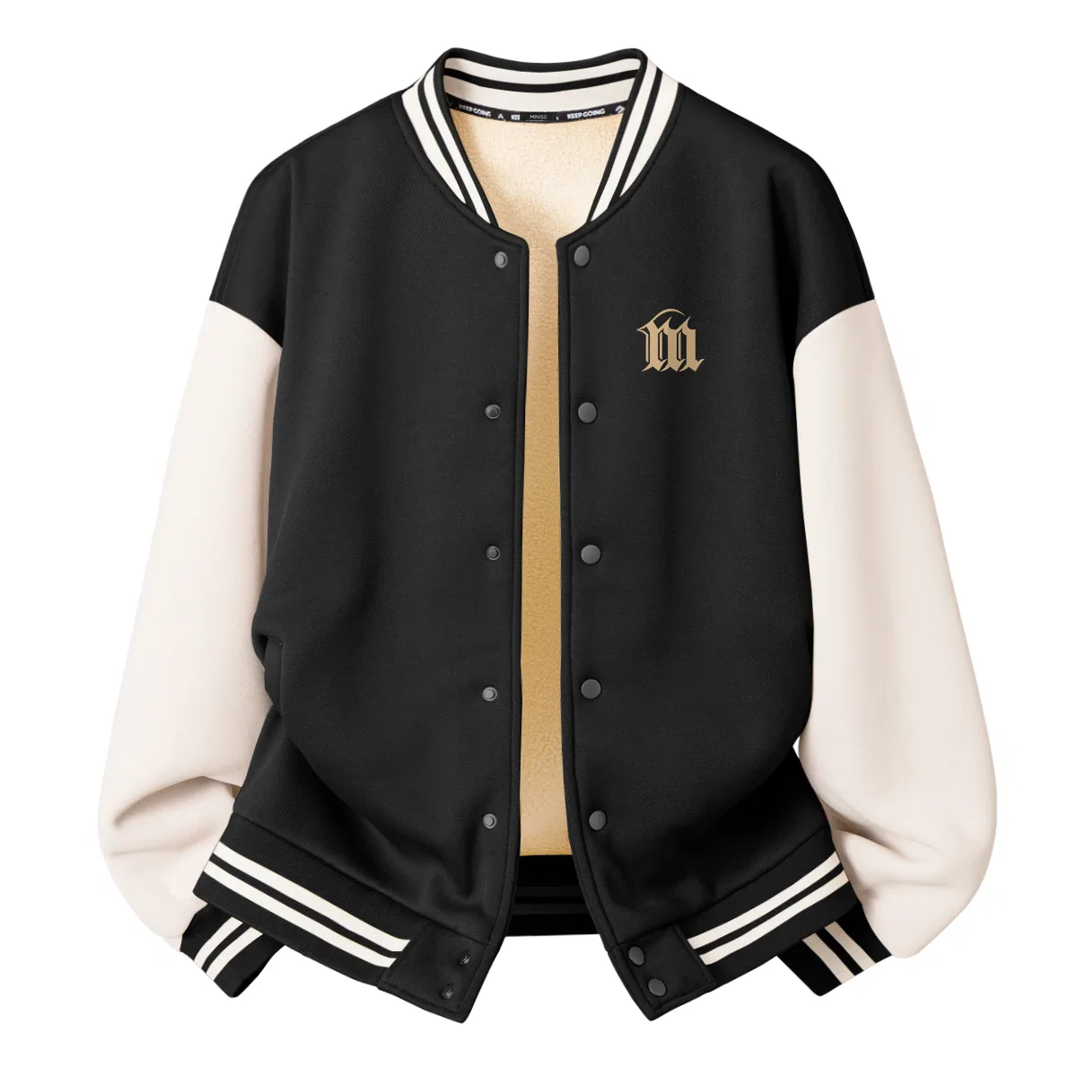Детская бейсбольная куртка на флисе MINISO, Black Gothic Em Chest Logo