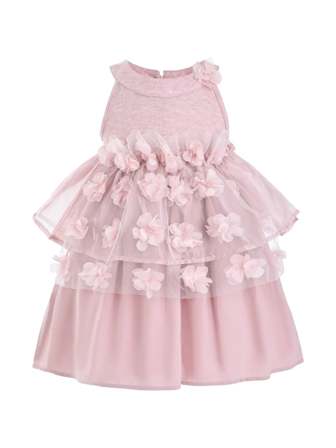 Платье из тюля с цветочной аппликацией Mimi Tutu, розовый