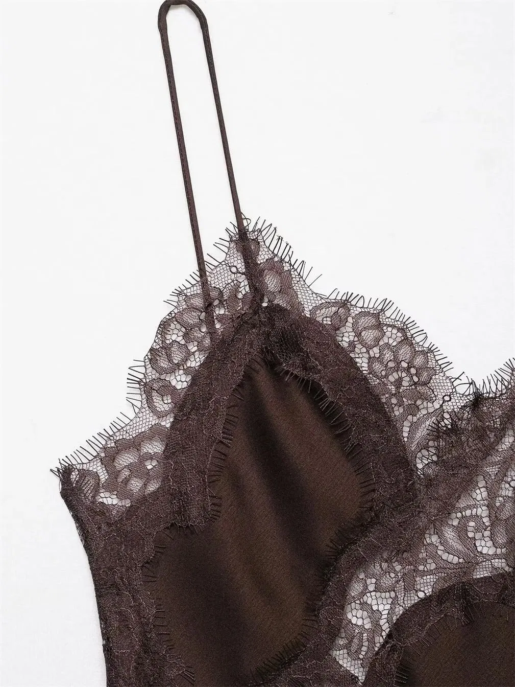 Женское асимметричное платье мини с кружевом Satin, Yellow — фото 3