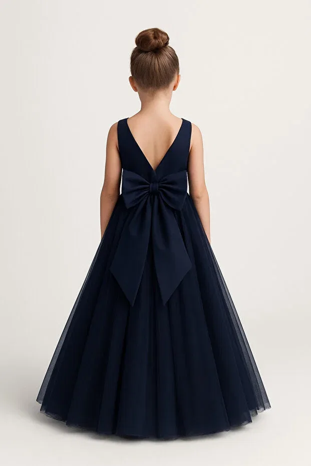 Детское платье для девочек без рукавов Miço Kids, Navy Blue — фото 2