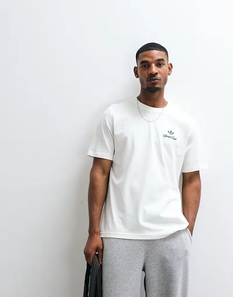 Футболка Adidas Originals с принтом спортивного клуба на спине, кремовый