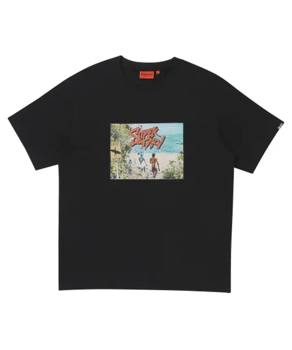 Футболка с принтом, ретро, Superdry, черный