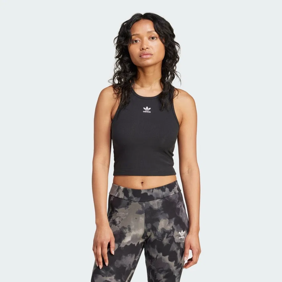 Женский топ без рукавов из рибаны adidas ESS RIB TANK IW5736, Черный