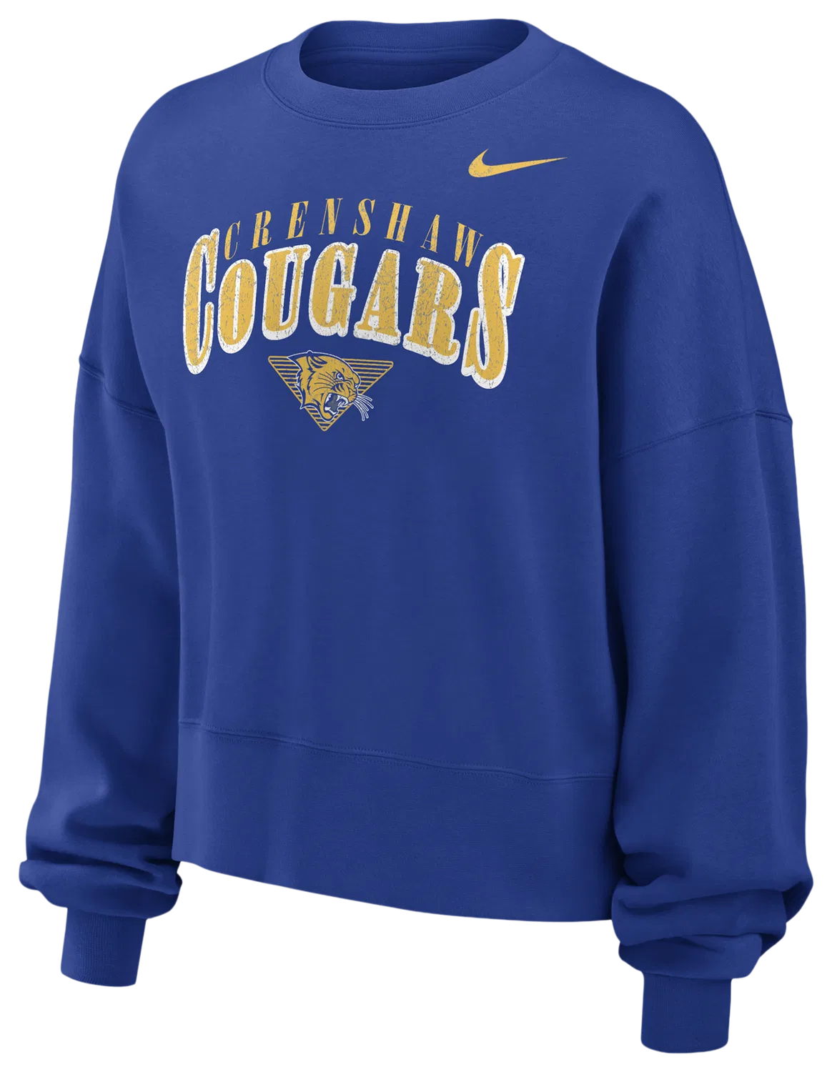 Женский свитшот оверсайз из начесанного флиса Nike Phoenix OS Fleece Crew, Game Royal/Yellow — фото 2