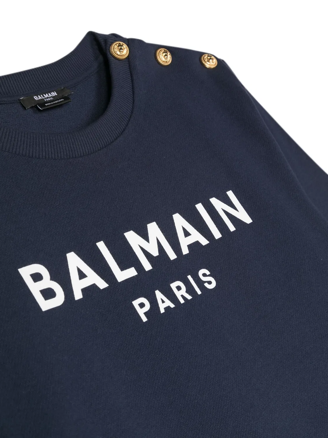 Толстовка с логотипом из хлопка Balmain, синий — фото 2