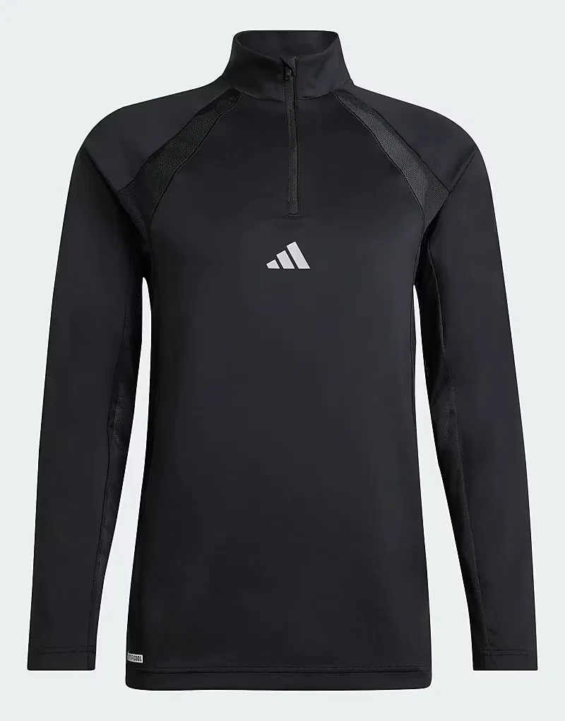Толстовка Adidas Performance Tech Apparel с застежкой-молнией на четверть длины, черный