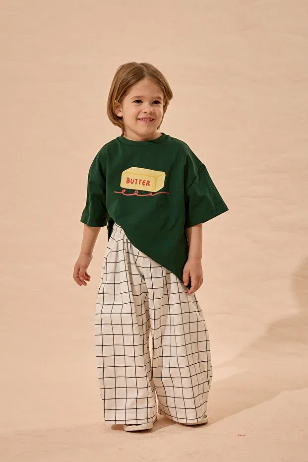 Детская футболка оверсайз с принтом Butter Print Fahhar Kids, Green — фото 4