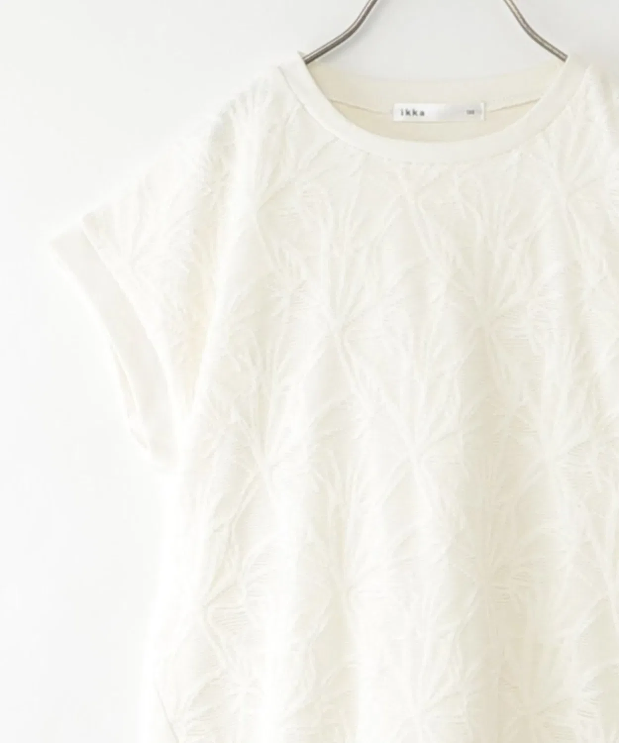Детская футболка с длинным рукавомс кружевной вставкой ikka, Off White