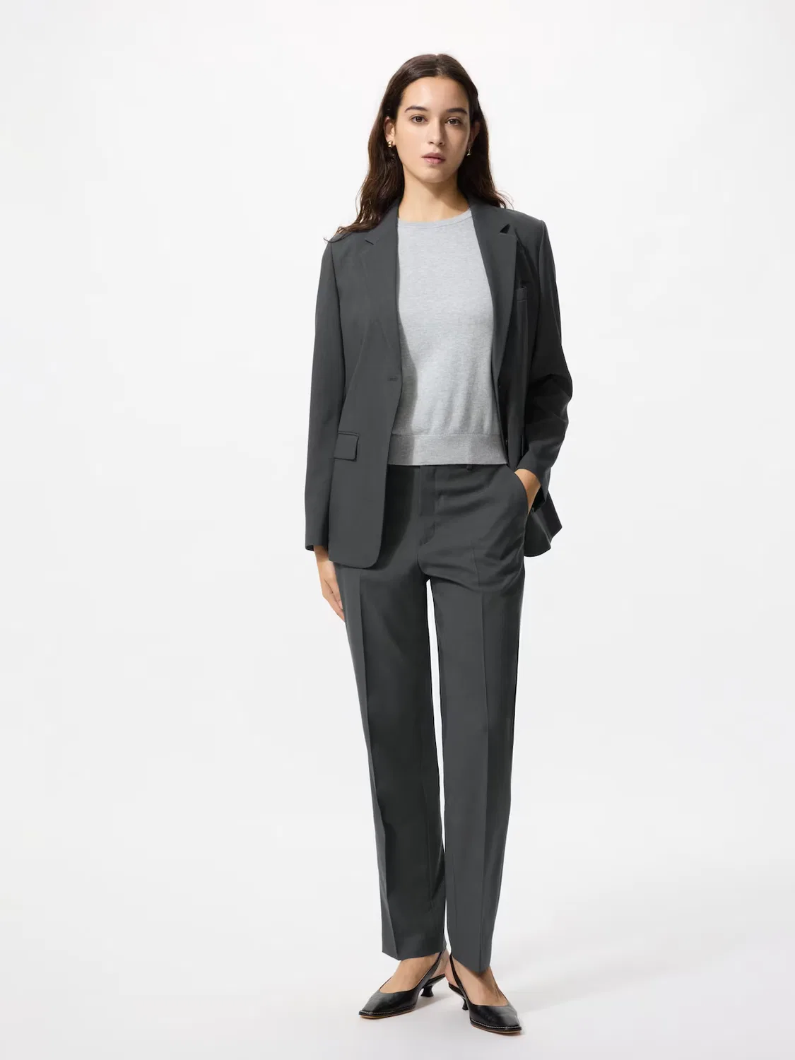Брюки Uniqlo, узкие, темно-серый