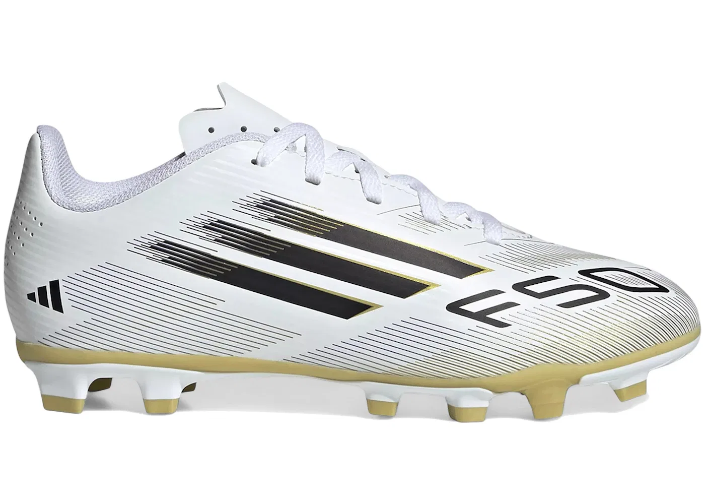 Детские бутсы F50 Club FG/MG Adidas, Cloud White/Core Black/Gold Metallic