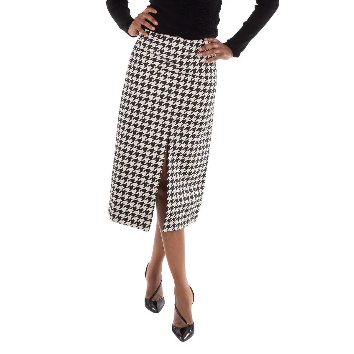 Юбка-миди с принтом Houndstooth Pattern Burberry, Black White