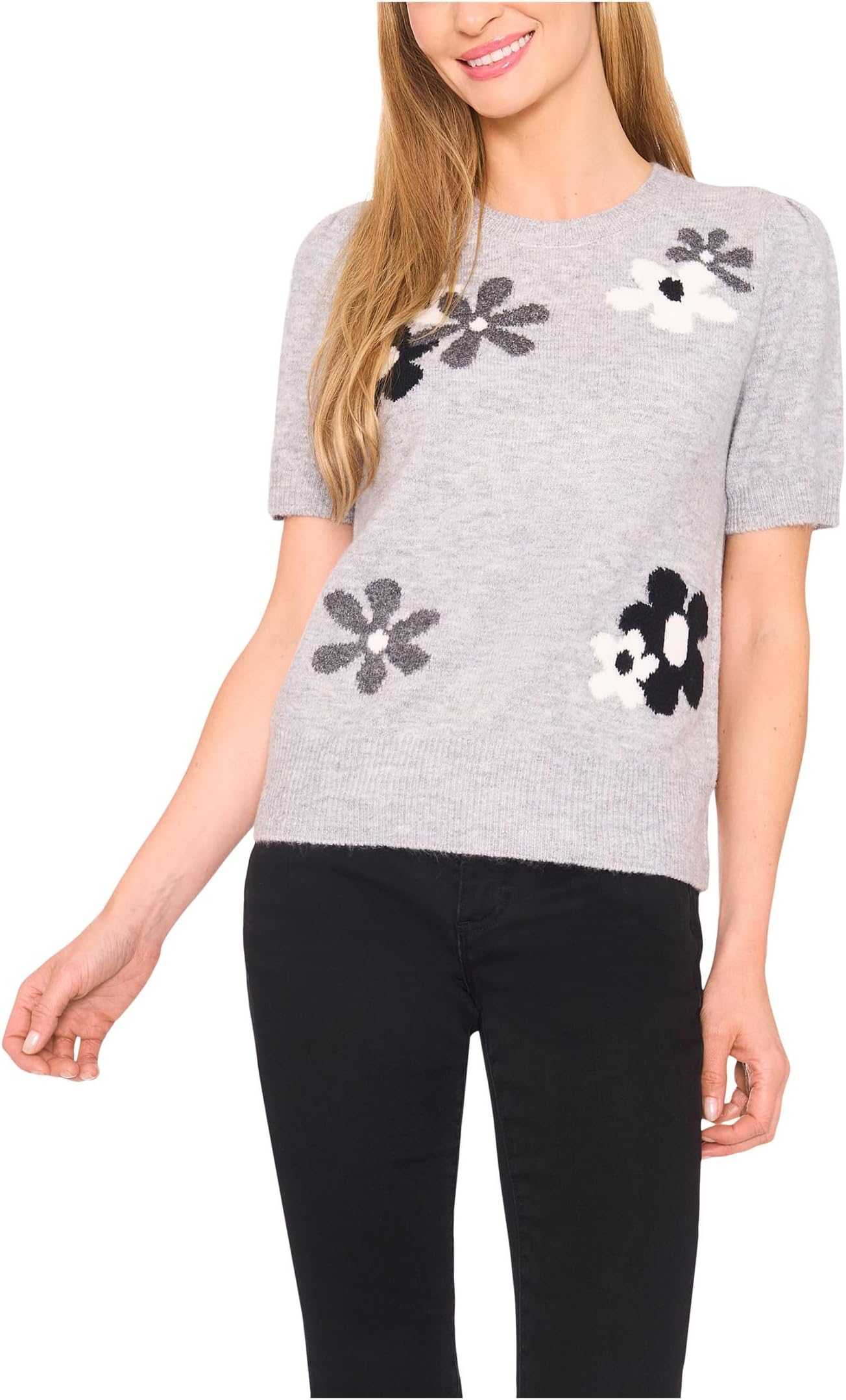 

Свитер CeCe Short Sleeve Groovy Sweater, цвет Light Heather Grey