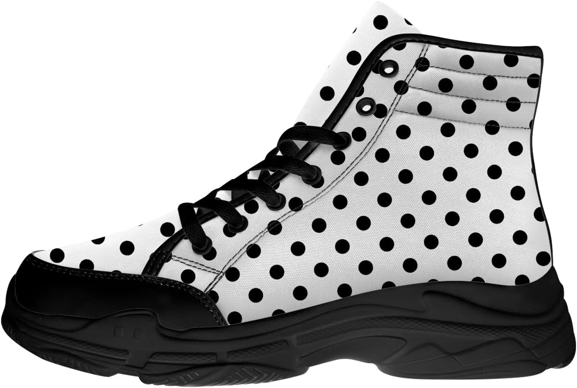 

Высокие кеды в горошек для женщин, черные парусиновые платформенные туфли на шнуровке, подарки для нее и для него Generic