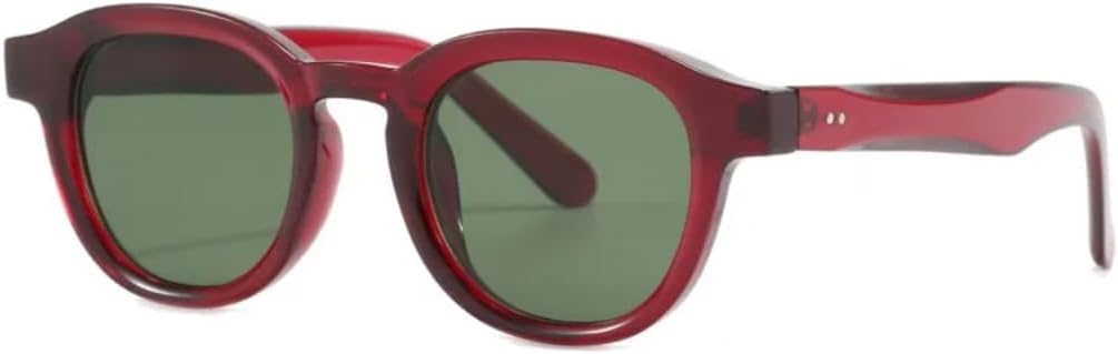 

Модные круглые солнцезащитные очки для женщин в стиле ретро с прозрачной оправой и линзами цвета океана, защита от УФ-излучения UV400, мужские очки с заклепками для вечеринок и пляжа UATXTAU, Red Green