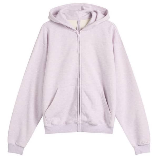 

Хлопковый флисовый классический худи на молнии Skims, purple heather