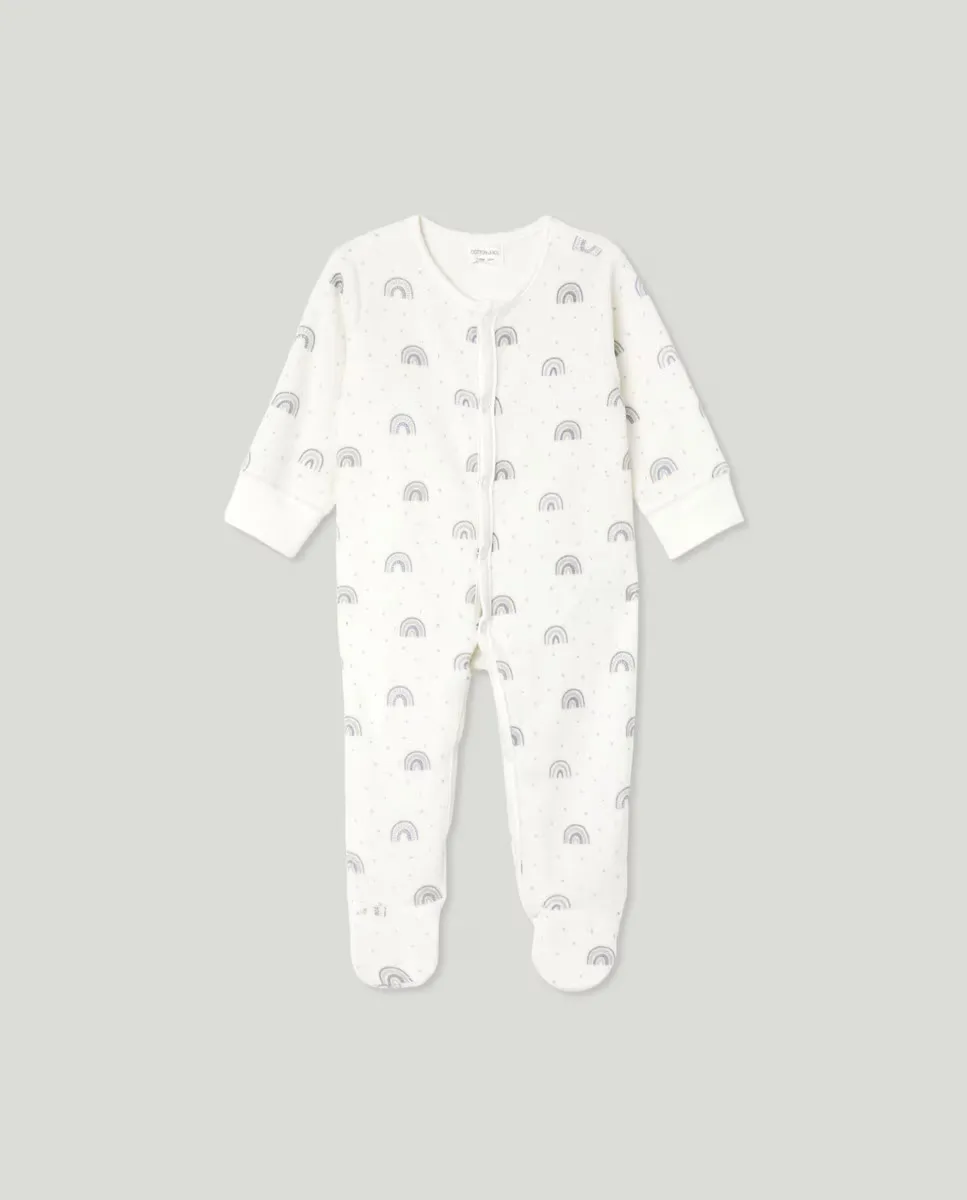 

Длинный комбинезон с липкой застежкой для мальчика Cotton Juice, белый