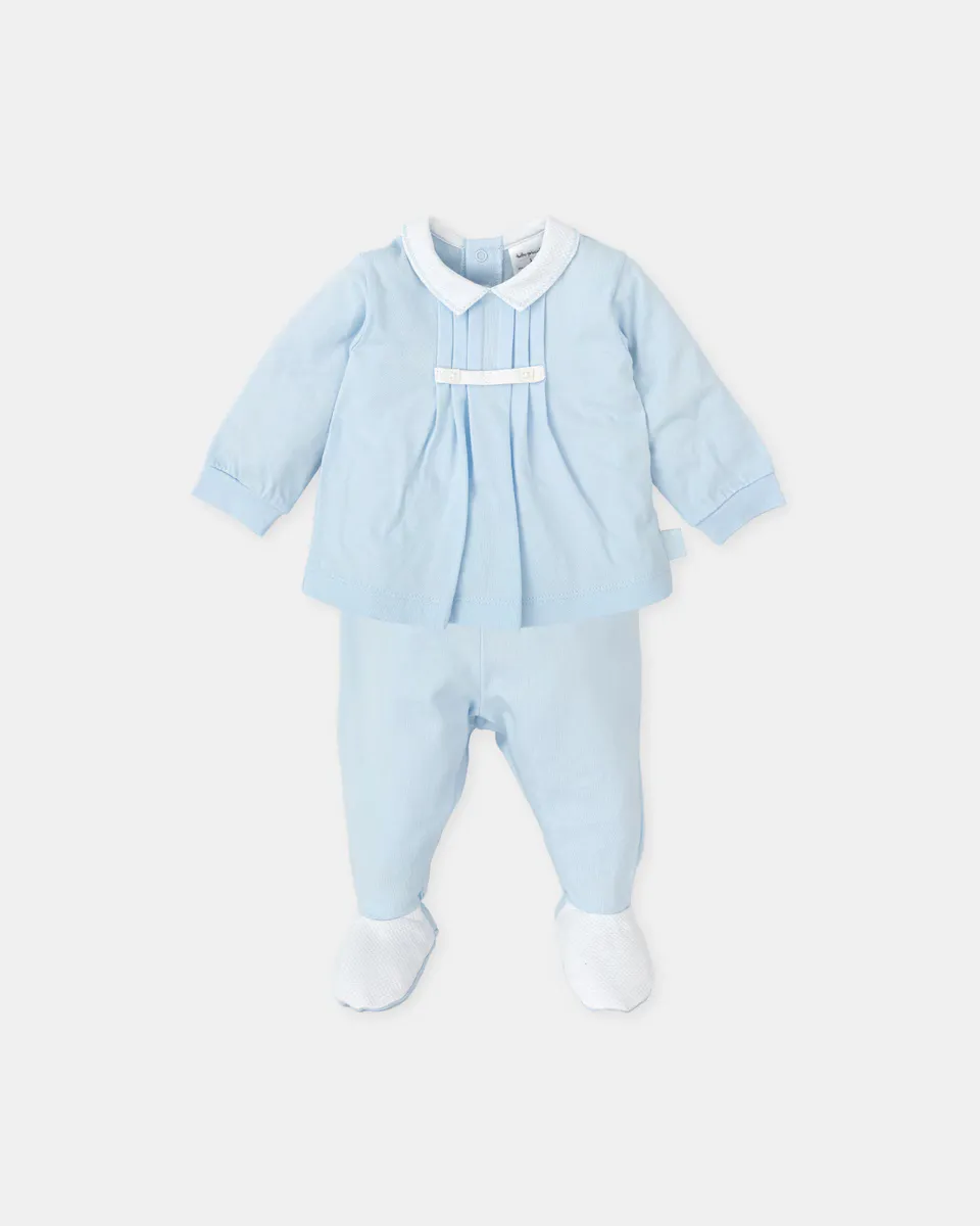 

Набор для мальчика 2 предмета небесно-голубого цвета со складками Tutto Piccolo, голубой