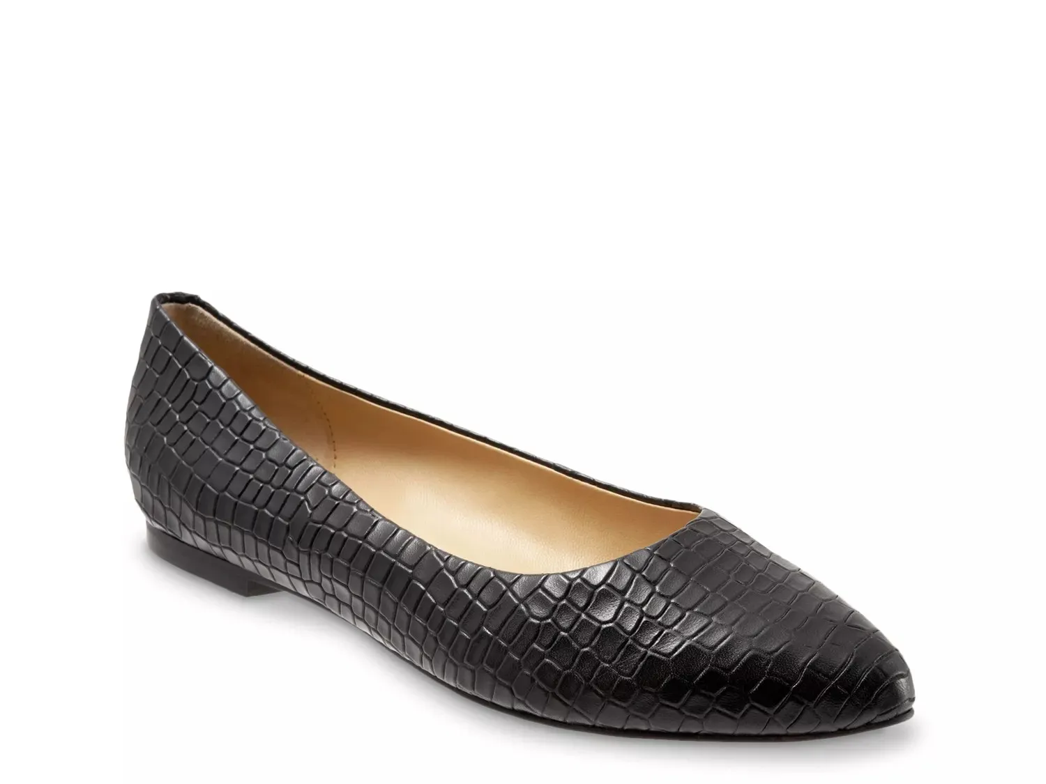 Кроссовки Trotters Estee Flat, черные с крокодиловым принтом