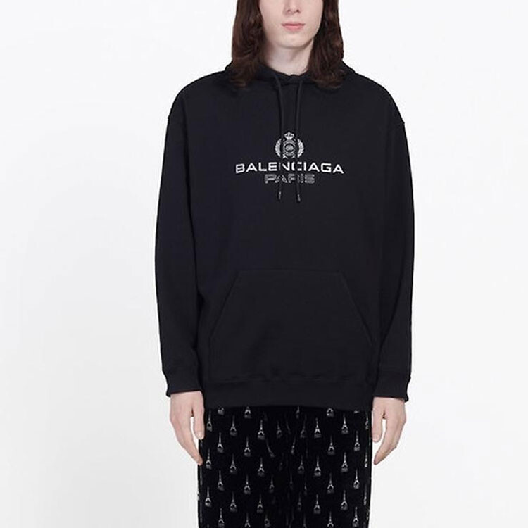 Толстовка мужская Balenciaga Paris с карманами, черный — фото 3