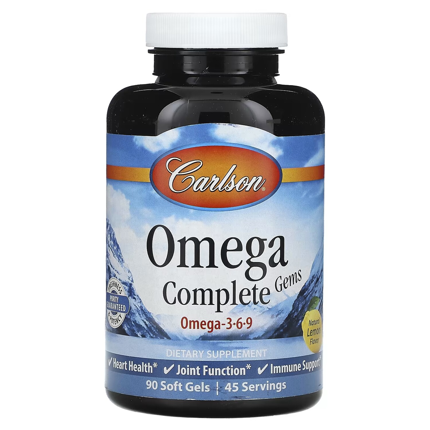 

Добавка Carlson Omega Complete Gems Omega 3-6-9 натуральный лимон, 90 мягких таблеток