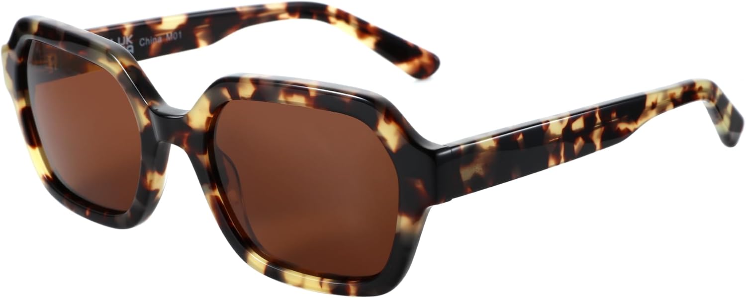 

Солнцезащитные очки ZENOTTIC Retro Polarized Hexagon для женщин, классические винтажные квадратные солнцезащитные очки из ацетата с защитой от УФ-излучения UV400, C02 Light Demi / Brown