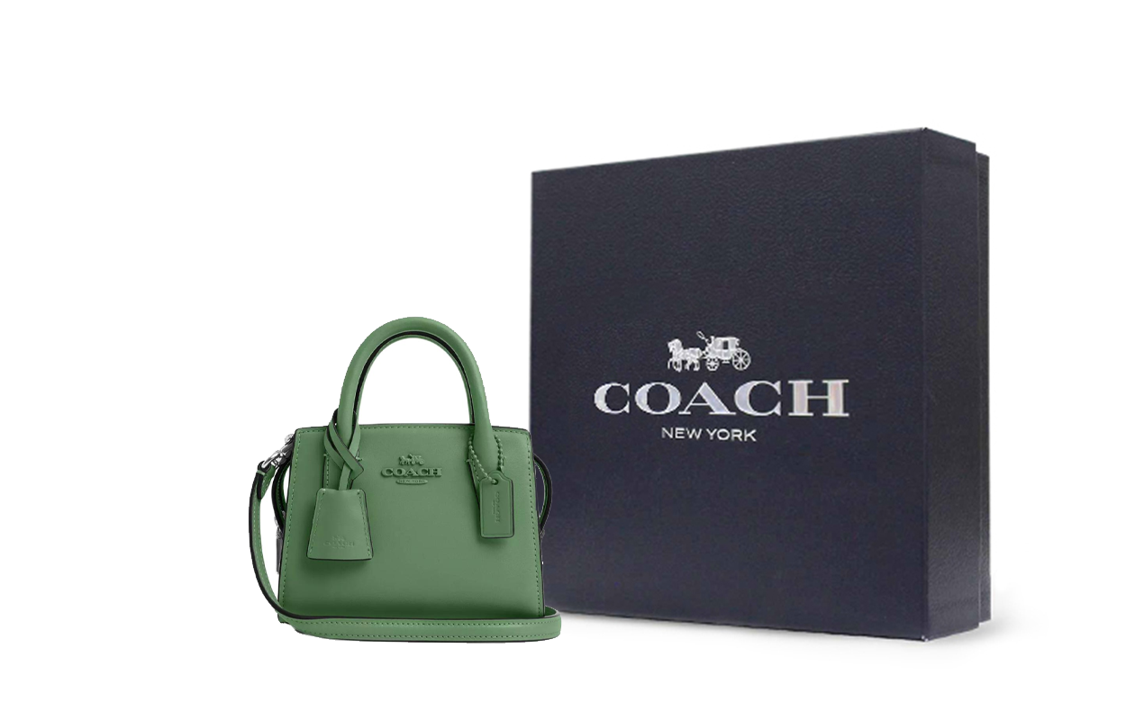 

COACH Мини-сумка из телячьей кожи, шоппер, сумка через плечо, женская серебристо-светло-зеленая