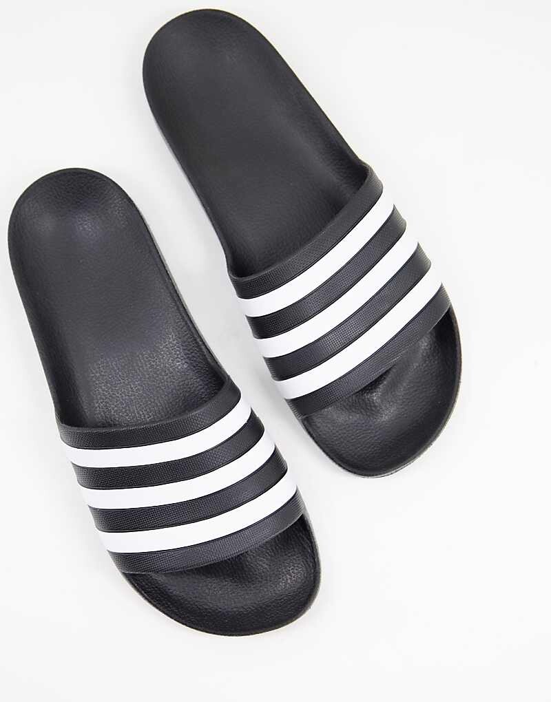 

adidas Swim – Adilette – Черно-белые шлепанцы