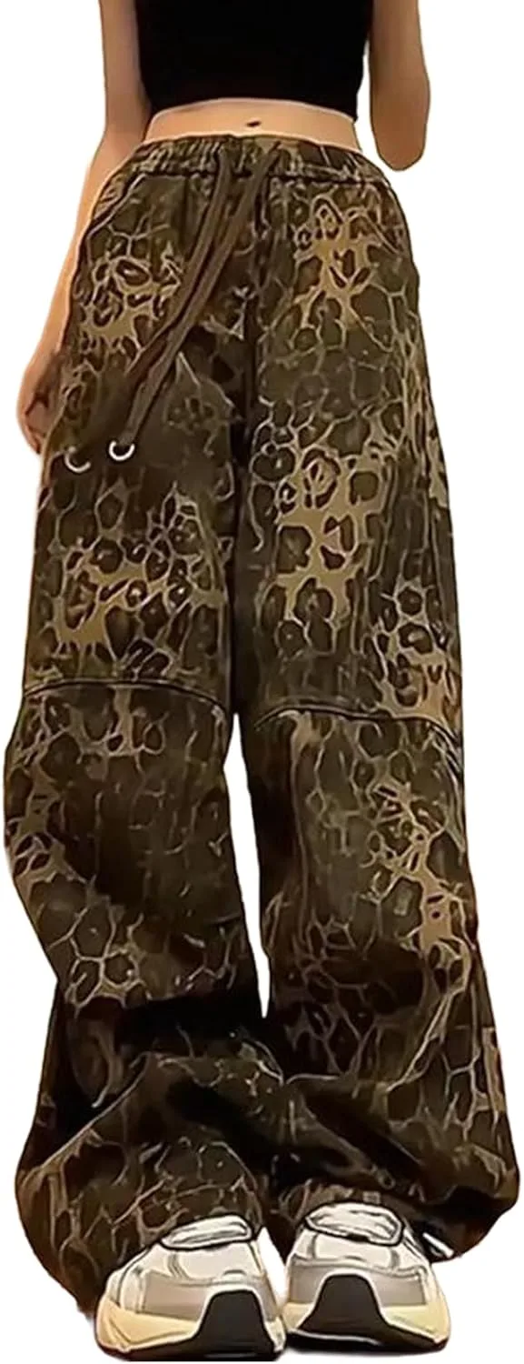 

Женские брюки Leopard Print с эластичным поясом и шнурком