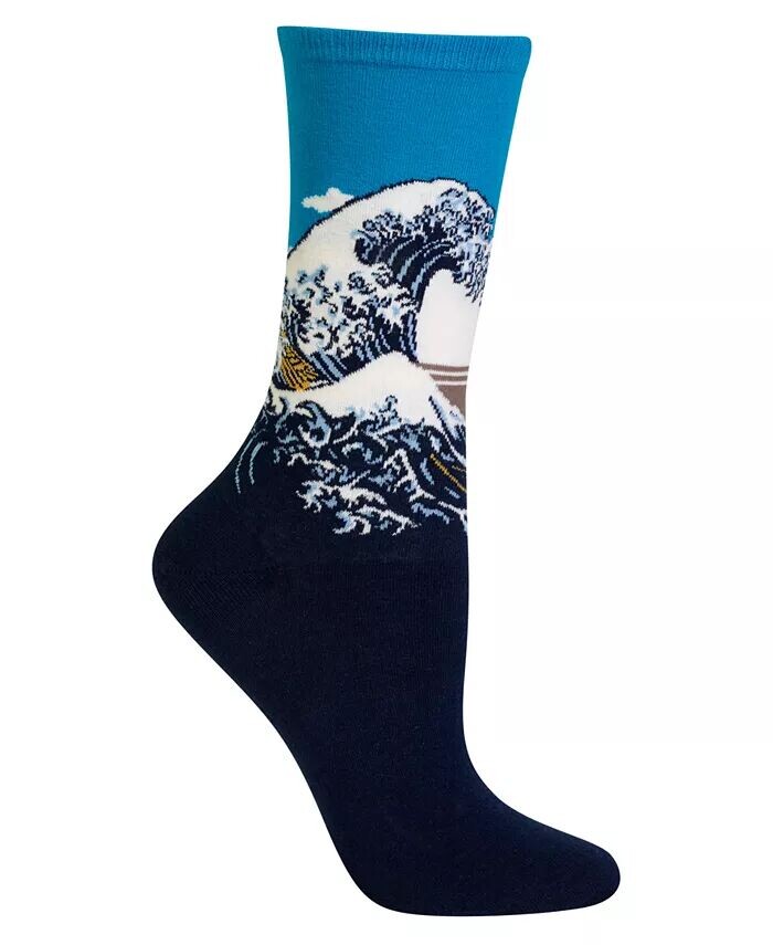 

Женские носки Hokusai's Great Wave Fashion Crew Hot Sox, синий